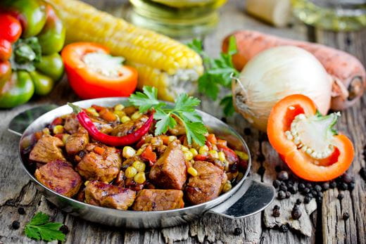 Wok de carne y vegetales